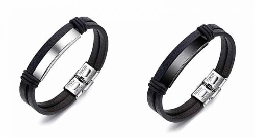 Rozsdamentes Gravírozható Bőr Páros Karkötő