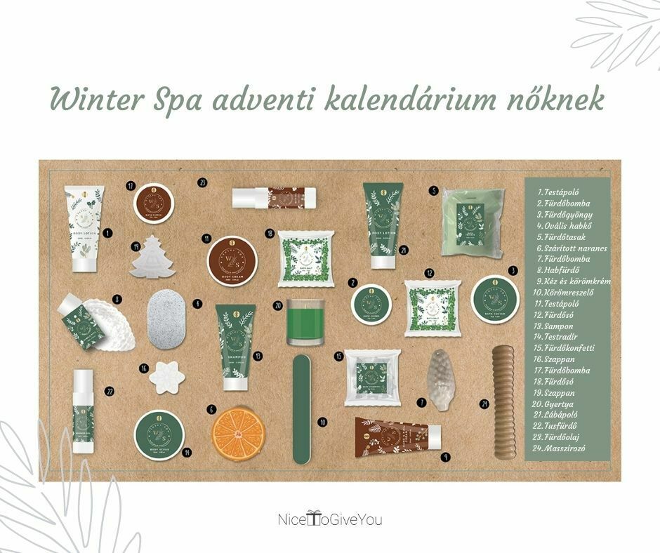 Winter Spa adventi kalendárium tartalma - NiceToGiveYou