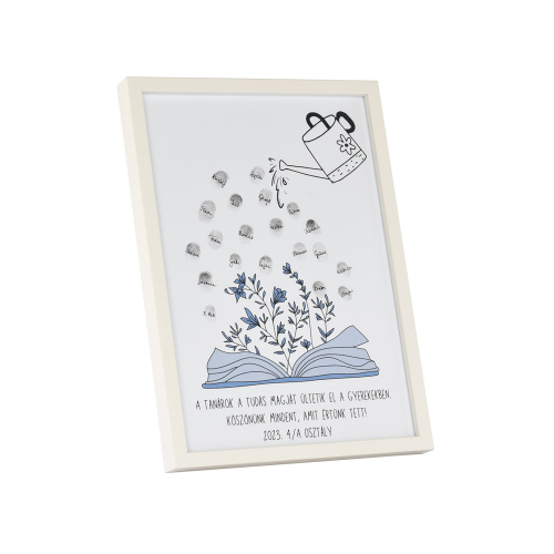 Nyitott könyv egyedi ujjlenyomat poszter tanároknak - fehér - NiceToGiveYou